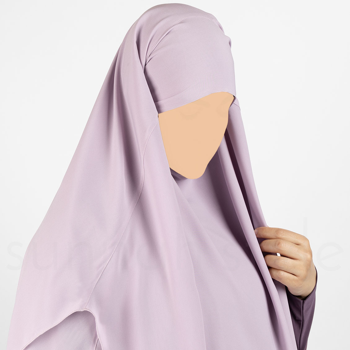 Sunnah Style Waterfall Layered Chiffon Khimar Lavender